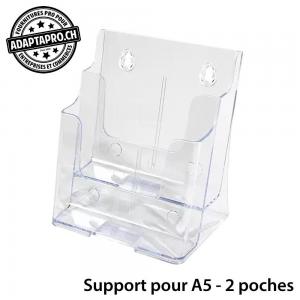 Support Acrylique - Comptoir - pour flyers A5 - 2 poches