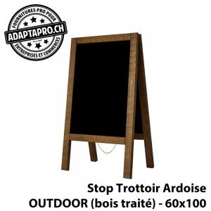 Stop Trottoir en bois et ardoise - Outdoor (bois traité) - 100x60cm