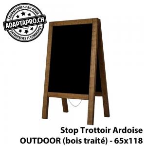 Stop Trottoir en bois et ardoise - Outdoor (bois traité) - 118x65cm