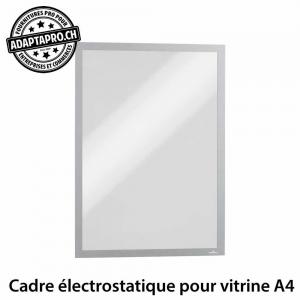 Support de fiche pour vitrine - électrostatique - fermeture magnétique - argent - A4
