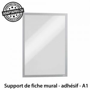 Support de fiche mural - adhésif - fermeture magnétique - argent - A1