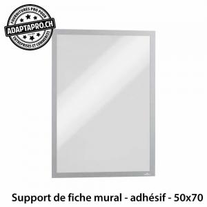 Support de fiche mural - adhésif - fermeture magnétique - argent - 50x70