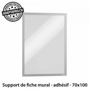 Support de fiche mural - adhésif - fermeture magnétique - argent - 70x100