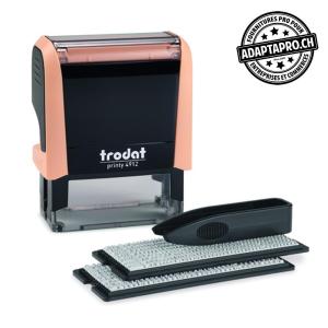 Timbre complet - Trodat Printy 4912 - Typomatic - Boitier creme - encre noire