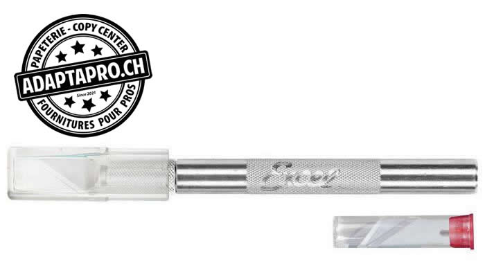 Excel Blades - EXL19002 - Outil - Cutter - K2 - Medium Duty - Aluminium rond - avec capuchon protecteur et 5 lames assorties