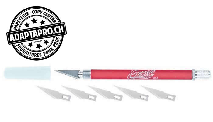 Excel Blades - EXL19018 - Outil - Cutter - K18 - Grip-On - avec capuchon protecteur et 5 lames EXL20011 - 1 de 6 couleurs assorties