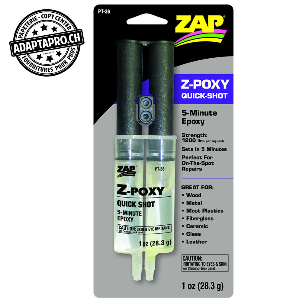 ZAP / Superglue - ZPT36 - Colle - Z-Poxy - Quick Shot en seringue Dual - 28.3g (1 oz.)