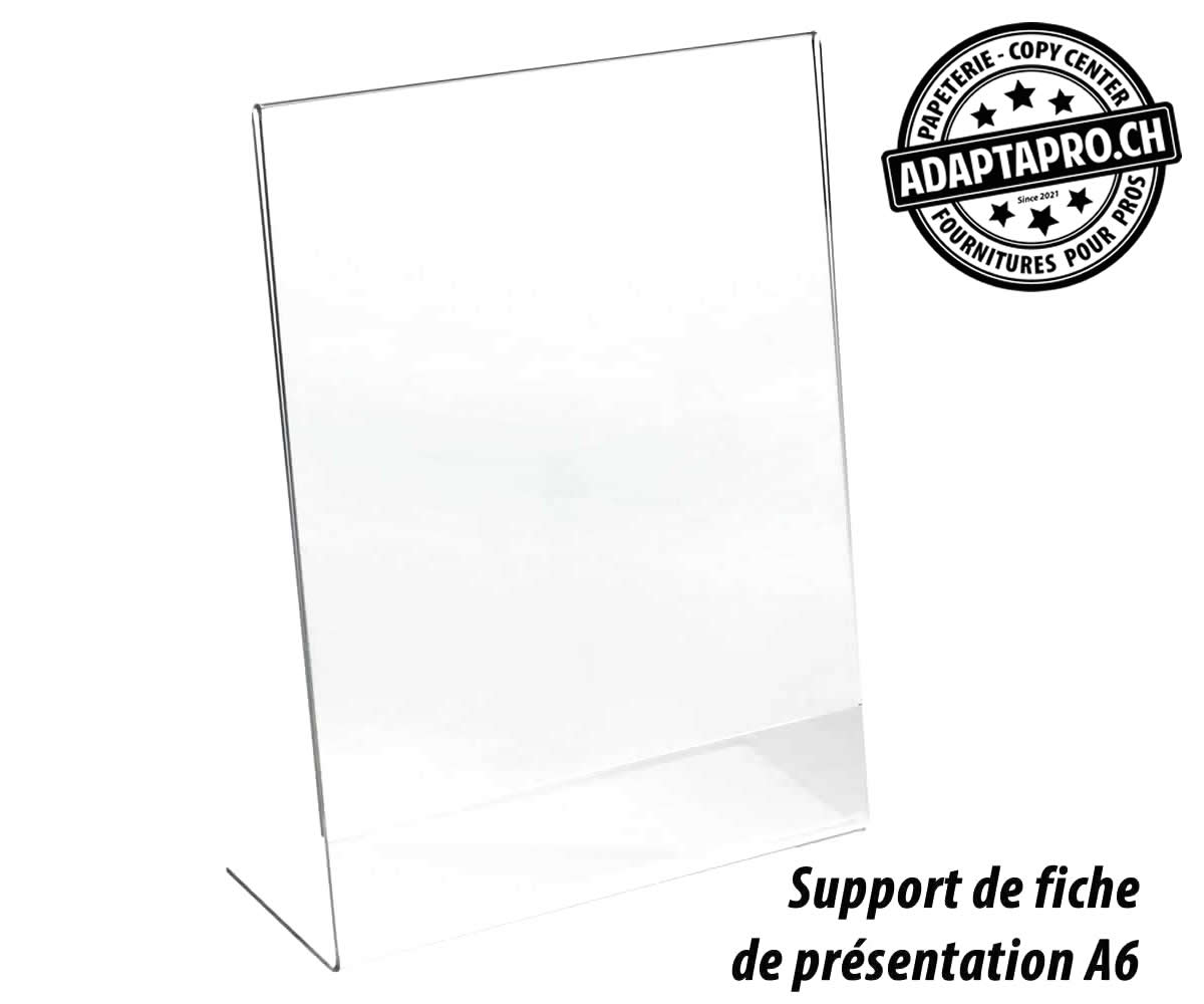 AdaptaPro - APD-3007 - Display en acrylique Crystal Clear - porte-fiche de présentation - A6