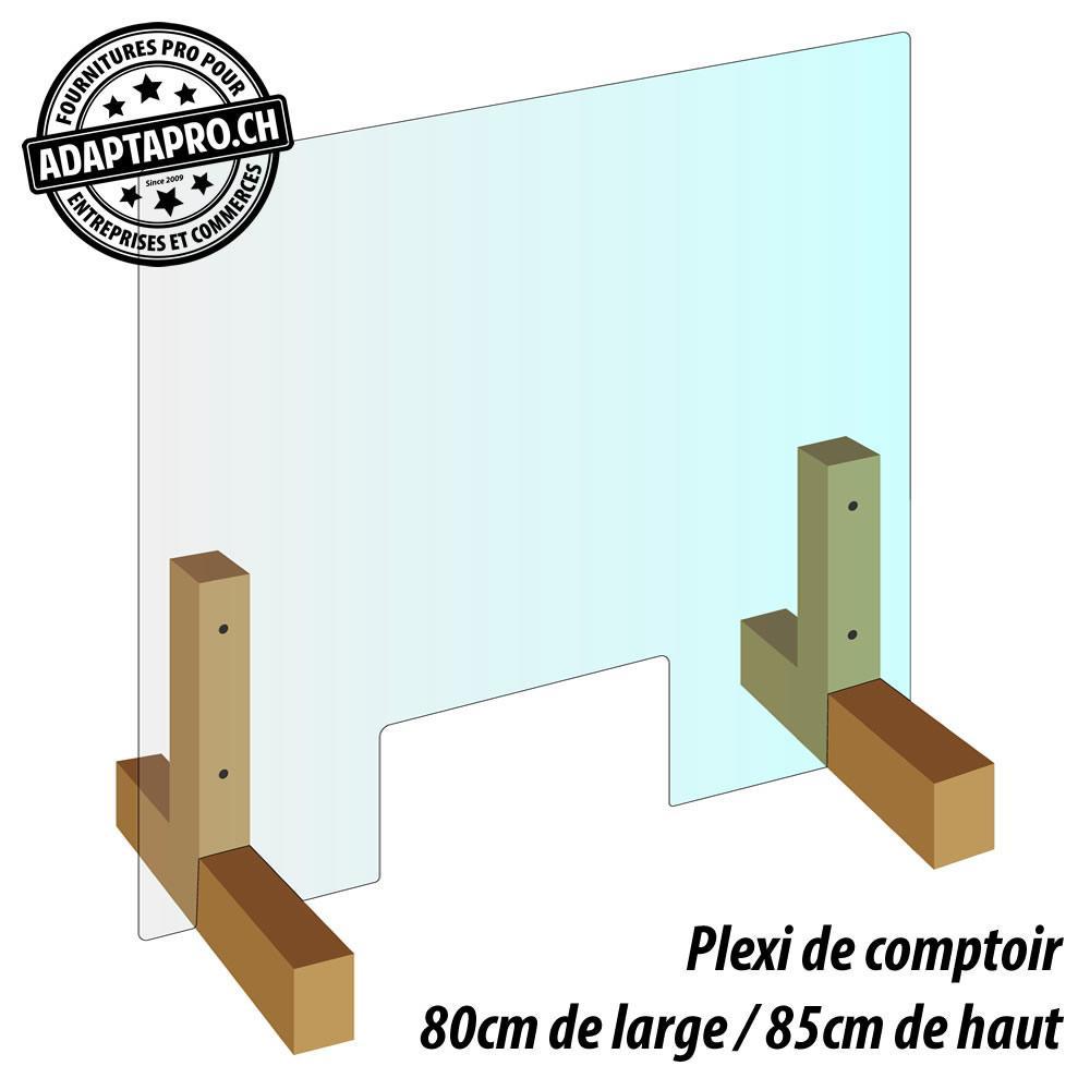 AdaptaPro - CV19-PLEXY-A080 - Protection de comptoir - Plexiglas - 80cm de large / 85cm de haut