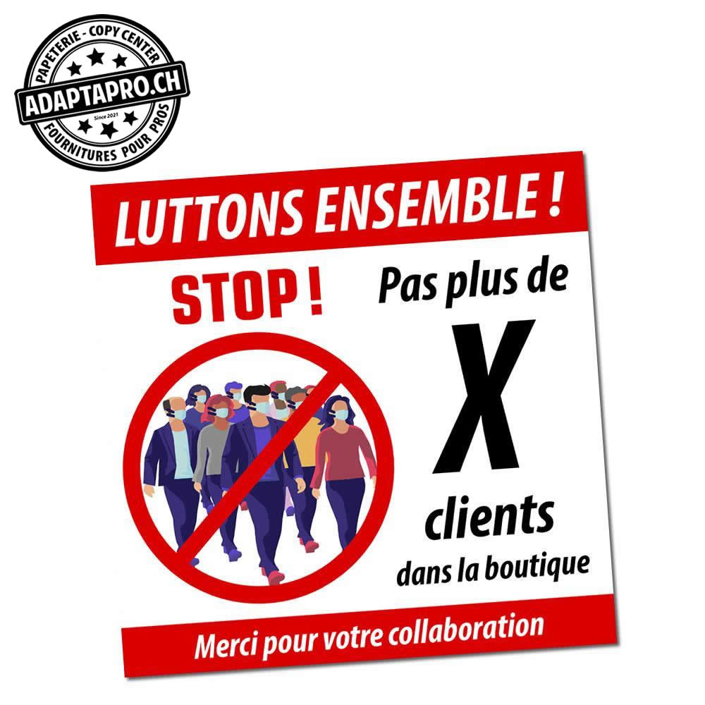 AdaptaPro - CV19-STK-MXC-10 - Autocollant enlevable - 10x10cm - Maximum clients