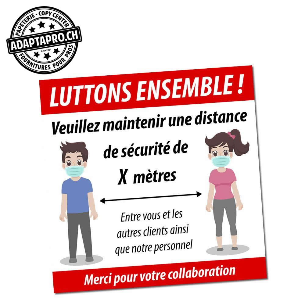 AdaptaPro - CV19-STK-DIS-30 - Autocollant enlevable - 30x30cm - Distances de sécurité