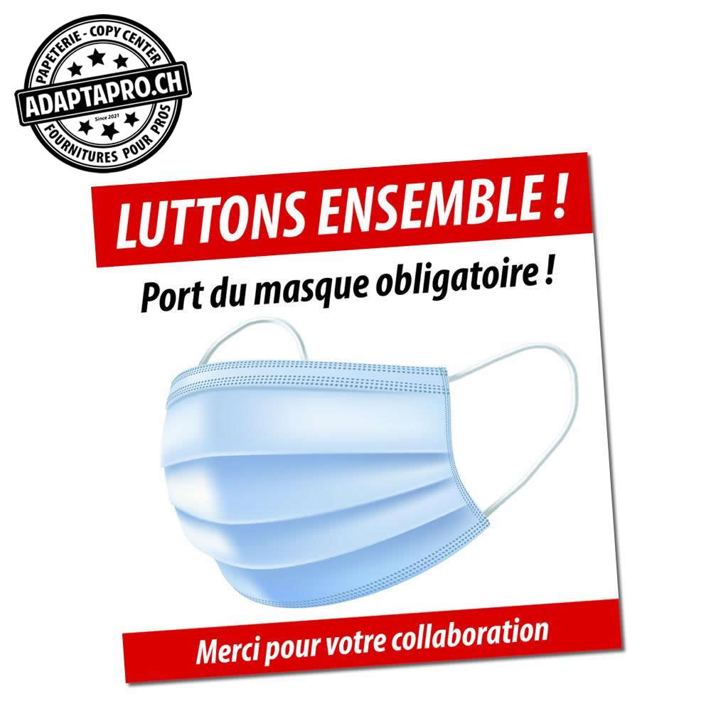 AdaptaPro - CV19-STK-MSK-30 - Autocollant enlevable - 30x30cm - Masques obligatoires