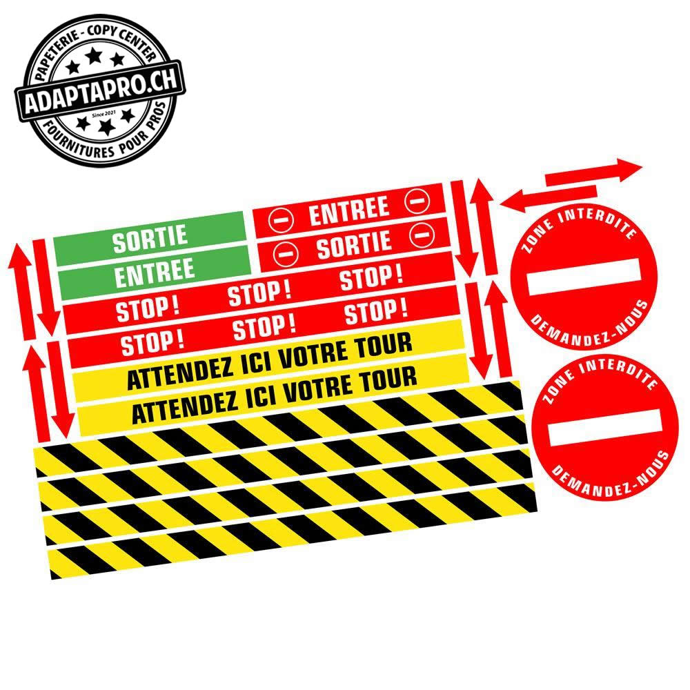 AdaptaPro - CV19-SOL-KIT1 - Affichage au sol - Vinyle anti-dérapant - 130x70cm - Pack multiple