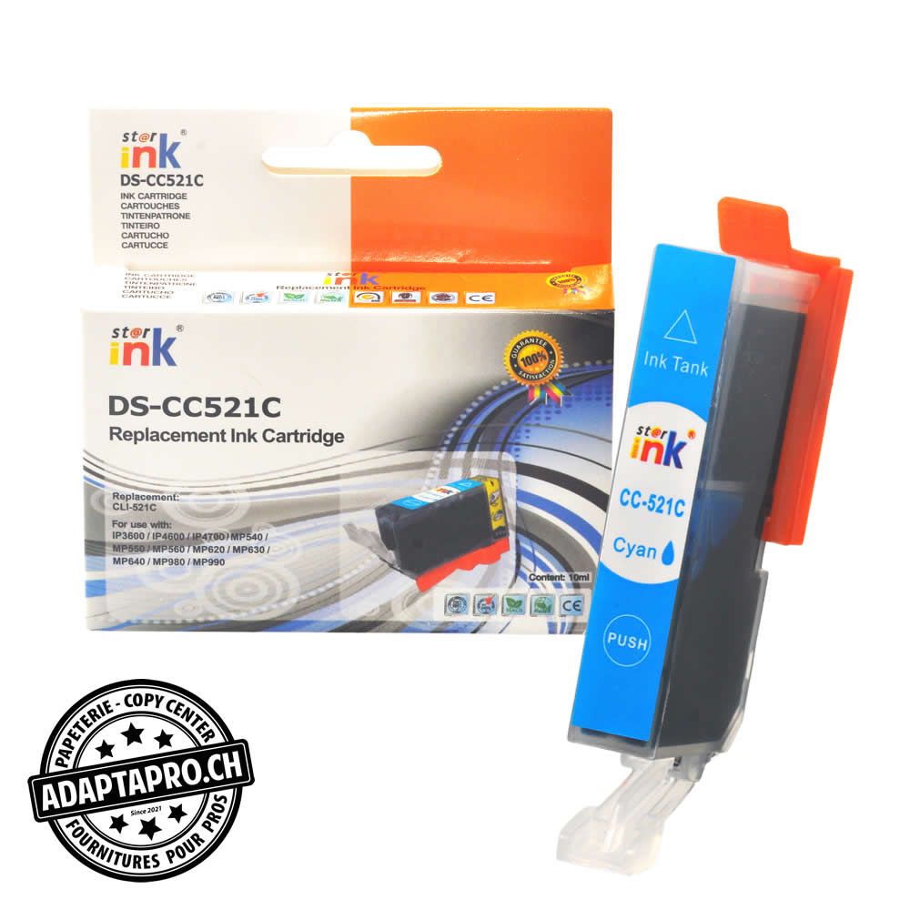 StarInk - SI-CC521C - Cartouche d'encre compatible - Canon CLI-521 C - Cyan (10.5ml / 672 feuilles)