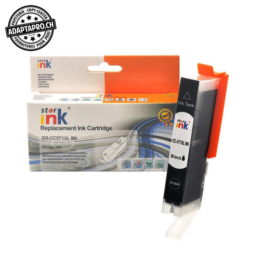 StarInk - SI-CC571XL-BK - Cartouche d'encre compatible - Canon CLI-571XL BK - Noir (12.5ml / 800 feuilles)