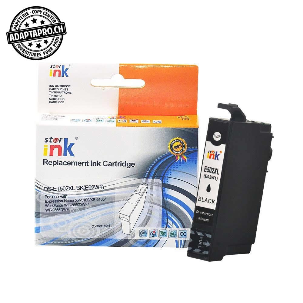 StarInk - SI-ET502XL-BK - Cartouche d'encre compatible - Epson 502XL BK - Noir (14ml / 448 feuilles)