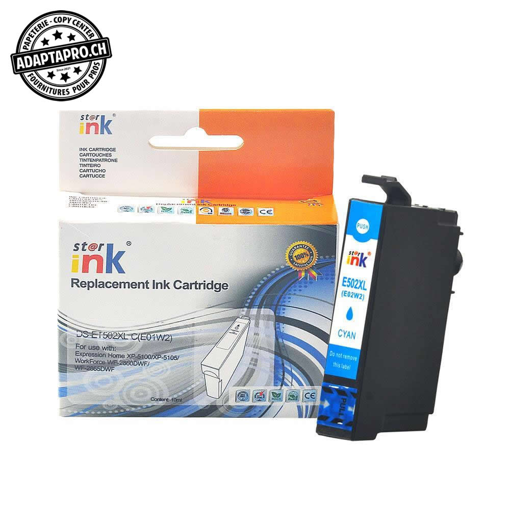 StarInk - SI-ET502XL-C - Cartouche d'encre compatible - Epson 502XL C - Cyan (10ml / 640 feuilles)