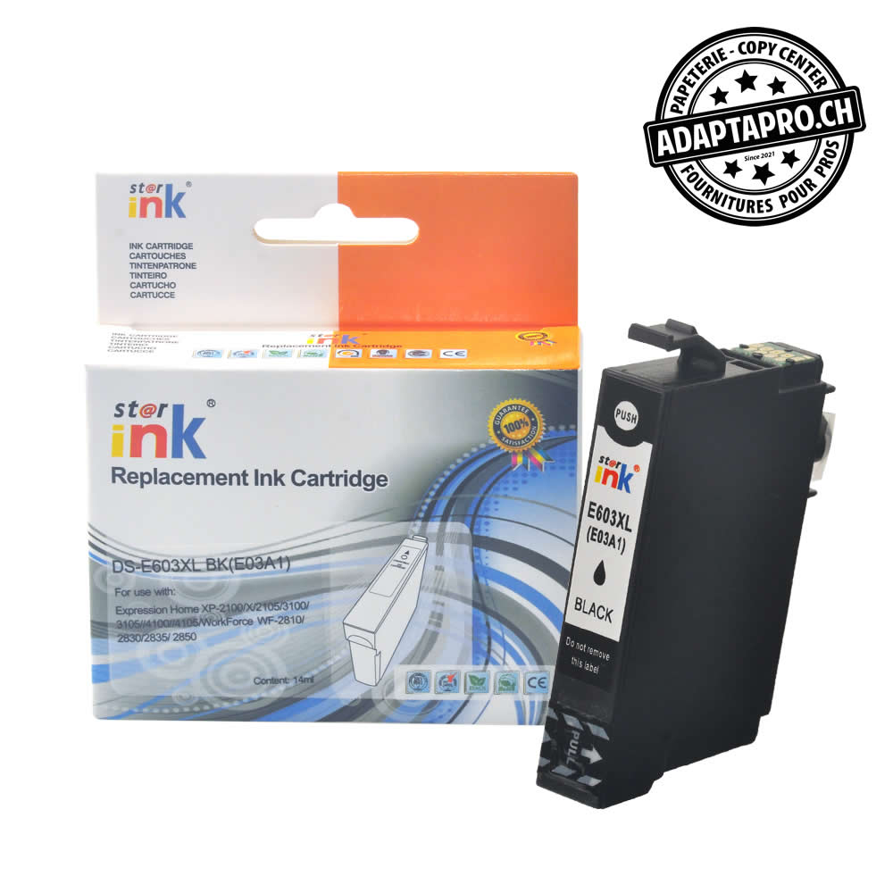 StarInk - SI-E603XL-BK - Cartouche d'encre compatible - Epson 603XL BK - Noir (14ml / 448 feuilles)