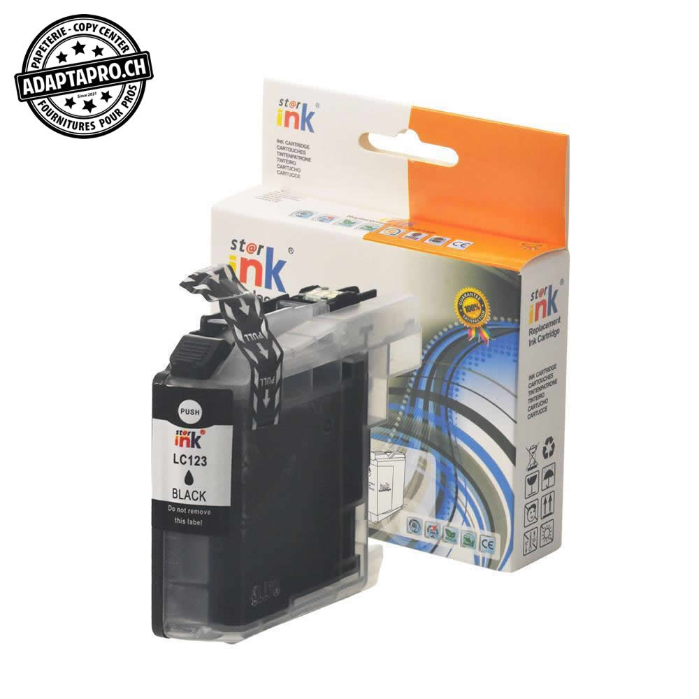 StarInk - SI-LC123-BK - Cartouche d'encre compatible - Brother LC-123BK - Noir (20ml / 640 feuilles)