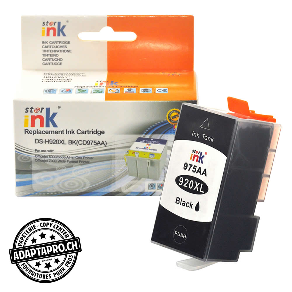 StarInk - SI-H920XL-BK - Cartouche d'encre compatible - HP 920XL BK, CD975AA - Noir (50ml / 1'600 feuilles)