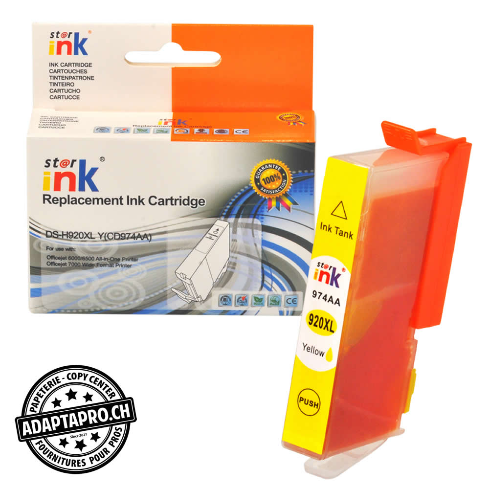 StarInk - SI-H920XL-Y - Cartouche d'encre compatible - HP 920XL Y, CD974AA - Jaune (14ml / 896 feuilles)