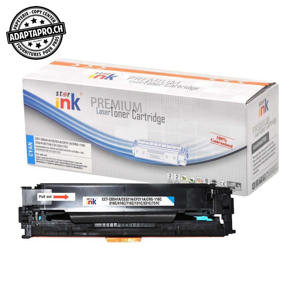 StarInk - SI-CB541A - Cartouche de toner compatible - HP CB541A/CE321A/CF211A/Canon CRG-731 C - Cyan (1'600 feuilles)