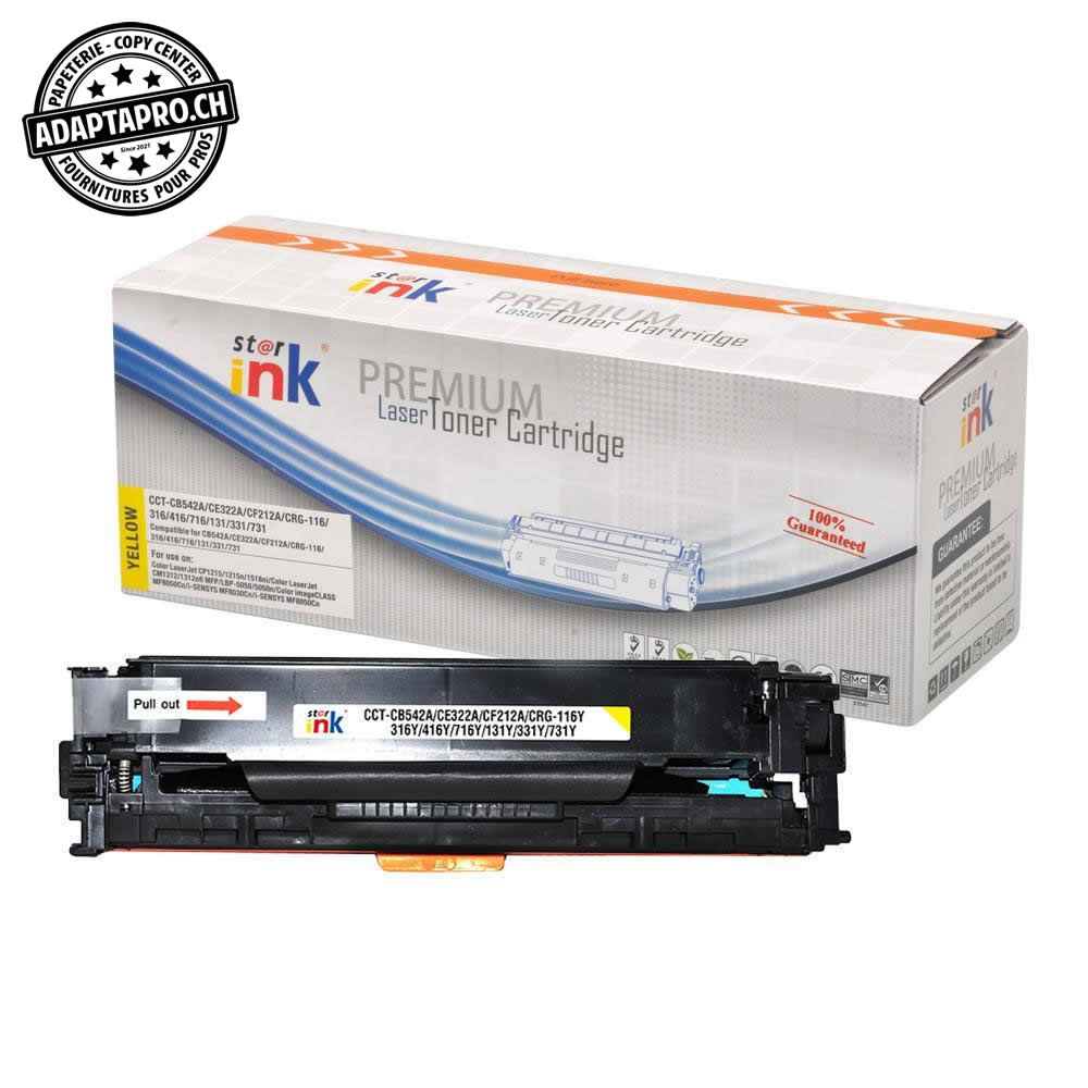 StarInk - SI-CB542A - Cartouche de toner compatible - HP CB542A/CE322A/CF212A/Canon CRG-731 Y - Jaune (1'600 feuilles)