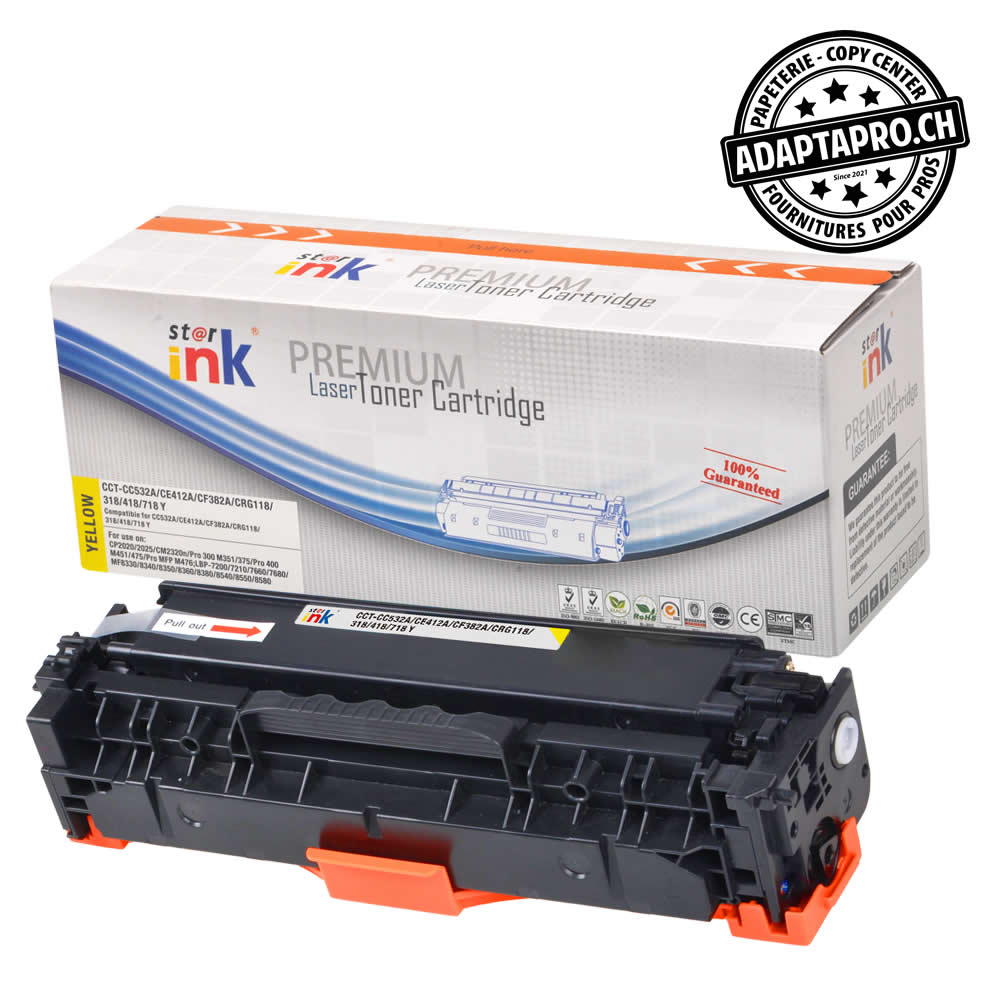 StarInk - SI-CC532A - Cartouche de toner compatible - HP CC532A/CE412A/CF382A/Canon CRG-718 - Jaune (2'800 feuilles)