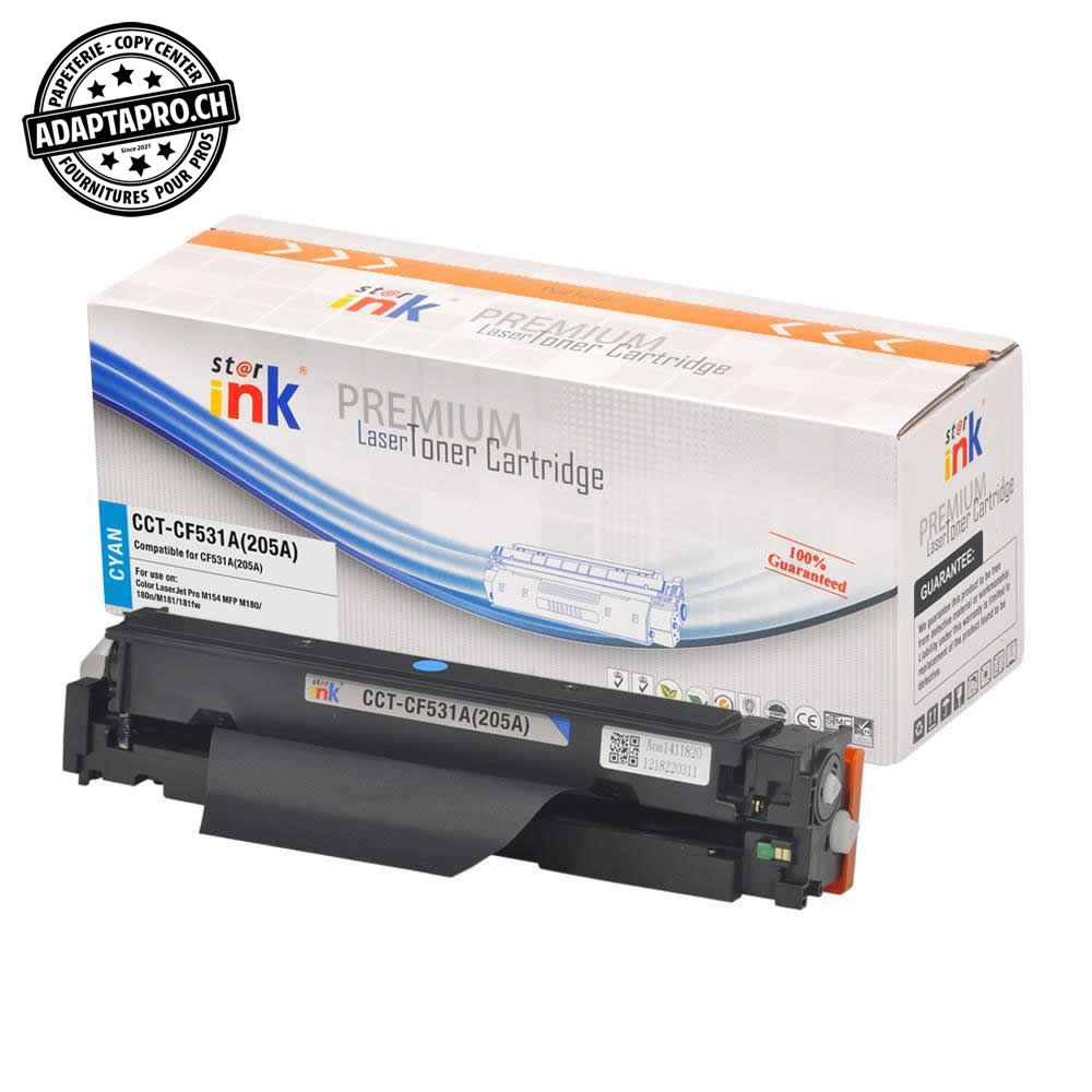 StarInk - SI-CF531A - Cartouche de toner compatible - HP CF531A, 205 A C - Cyan (900 feuilles)