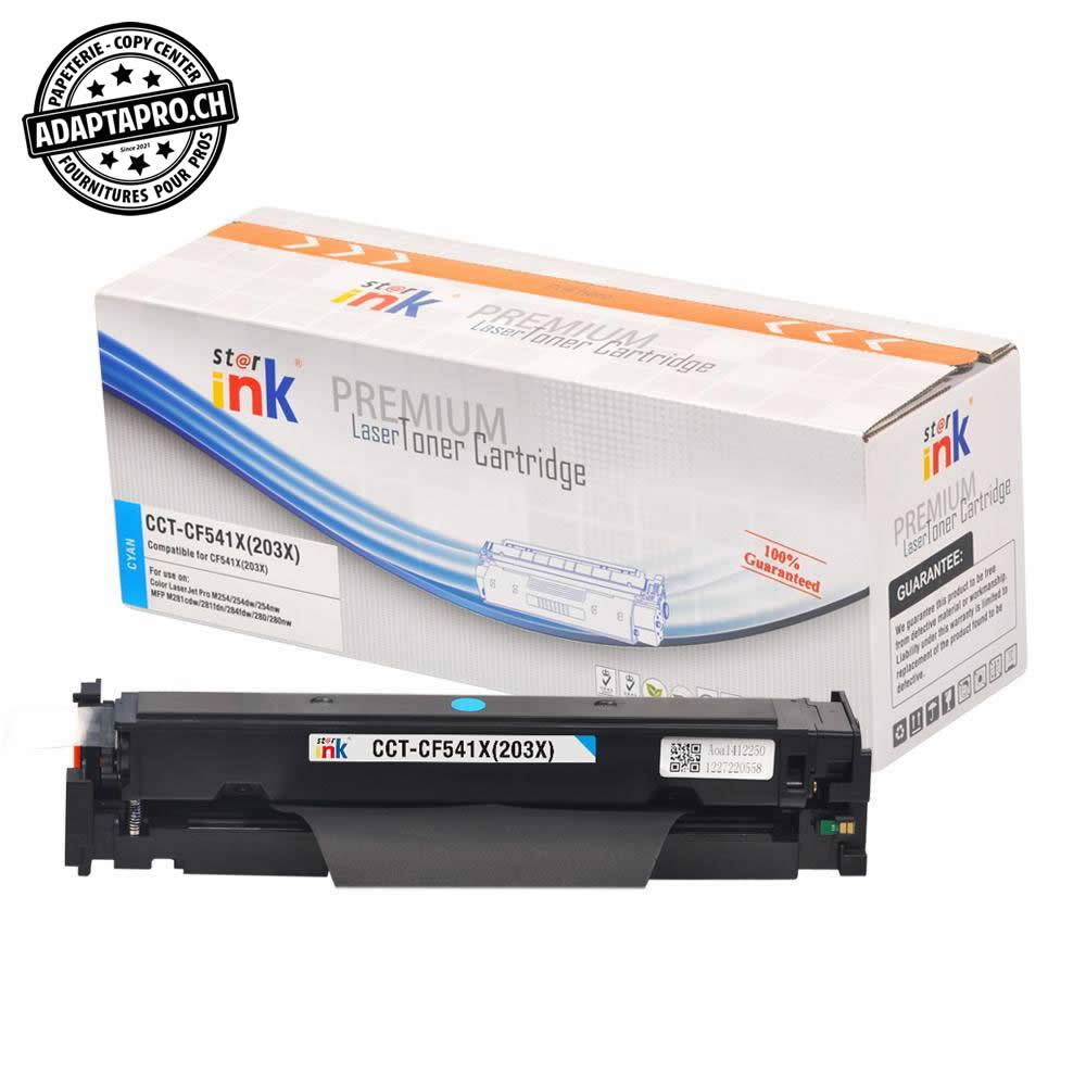 StarInk - SI-CF541X - Cartouche de toner compatible - HP CF541X, 203X C - Cyan (2'500 feuilles)