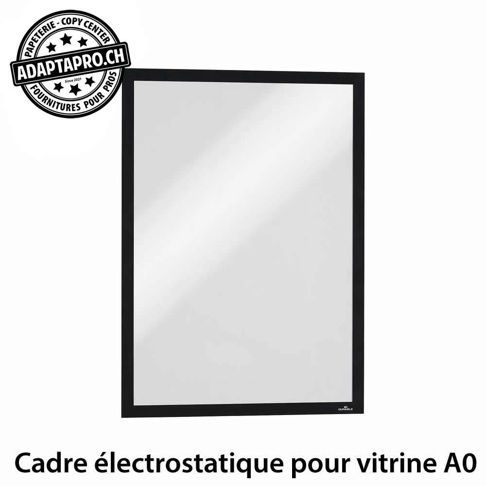 AdaptaPro - SUP-ELST-A0-K - Support de fiche pour vitrine - électrostatique - fermeture magnétique - noir - A0
