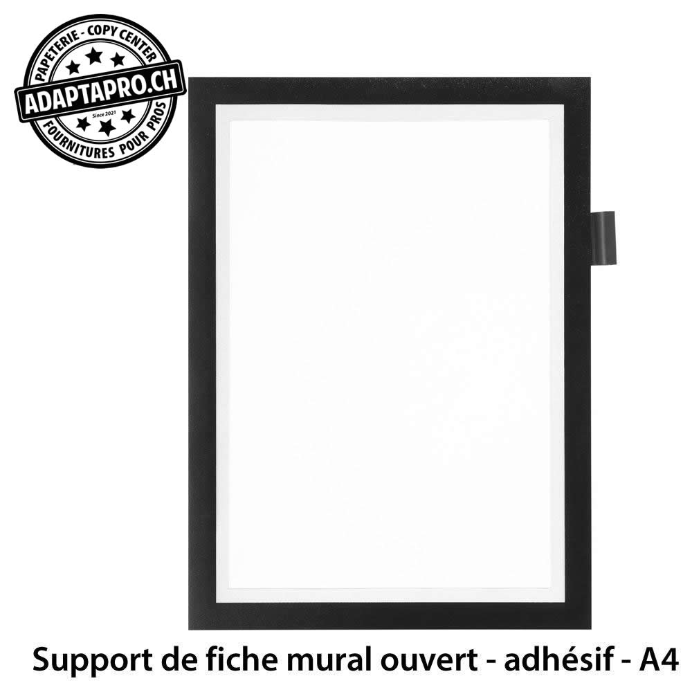 AdaptaPro - SUP-MRO-A4-K - Support de fiche mural ouvert - adhésif - fermeture magnétique - noir - A4
