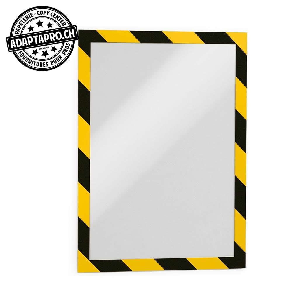 AdaptaPro - SUP-MRS-A4-YK - Support de fiche mural - adhésif - fermeture magnétique - jaune / noir - A4