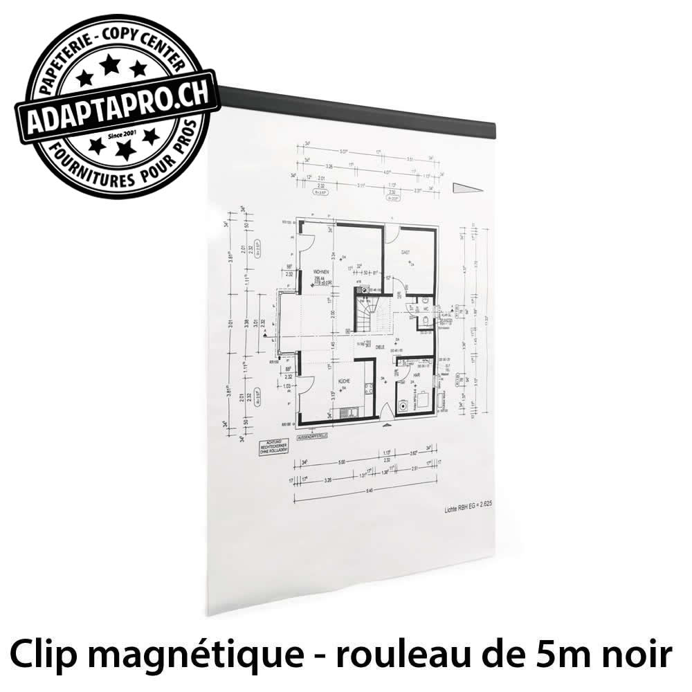 AdaptaPro - CLIP-MAG-500-K - Clips magnétiques adhésifs - noir - 5m de long, à découper