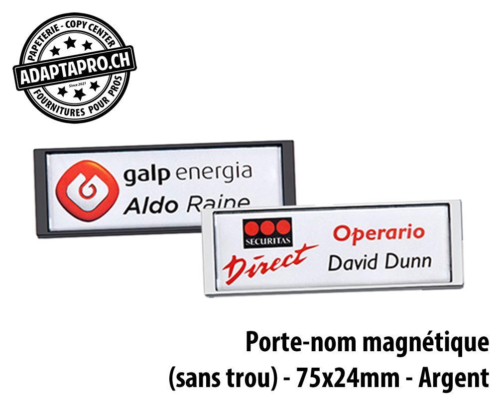 AdaptaPro - MPX-NB-198 - Porte nom magnétique - Série MPX - 75x24mm - Argent