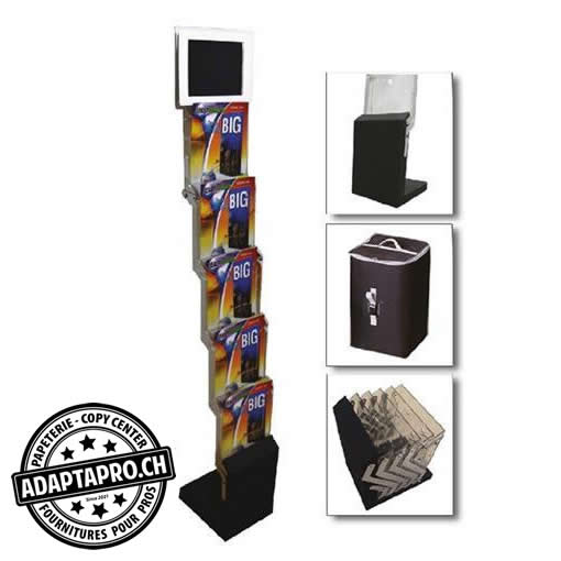 AdaptaPro - PROSP-V2 - Support pliable à prospectus - Acrylique - 5x A4 - 23.5*29* 142cm avec sac de rangement