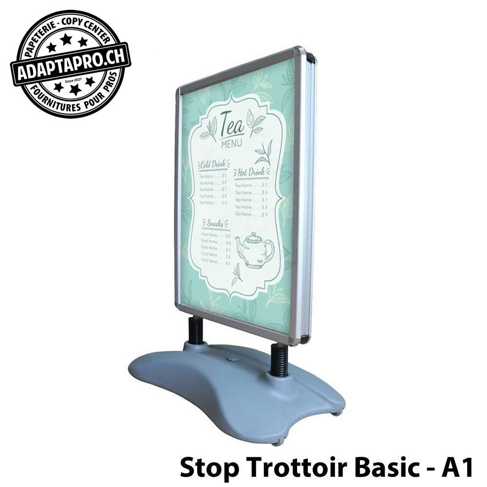 AdaptaPro - STPO-BAS32-A1-G - Stop Trottoir - OutDoor - Basic - Cadre 32mm - A1 (594*841mm) GRIS