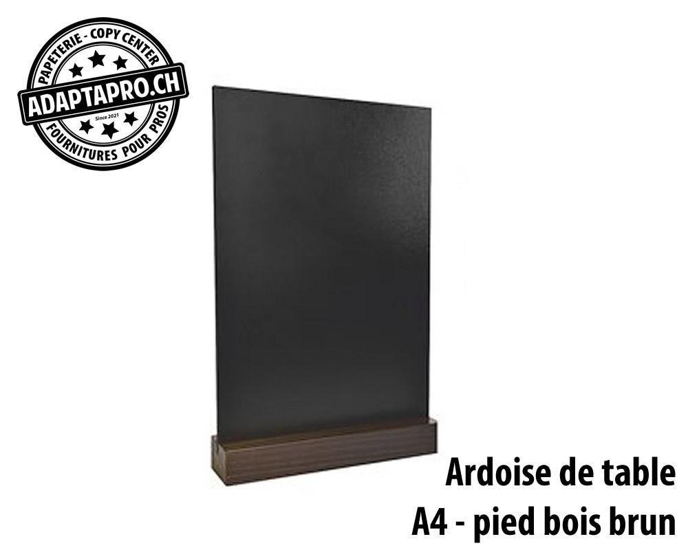 AdaptaPro - PRT-MEN-A4-BR - Porte-menus en bois et ardoise - A4 - Socle Brun