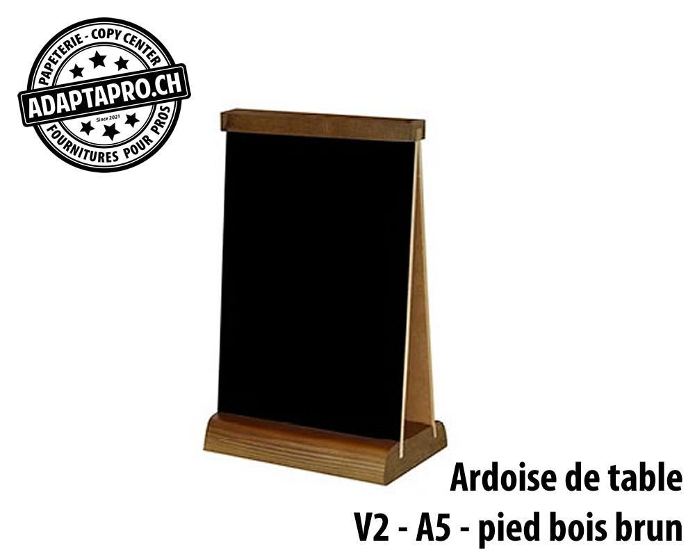 AdaptaPro - PRT-MEN-A5B-BR - Porte-menus en bois et ardoise V2 - A5 - Socle Brun