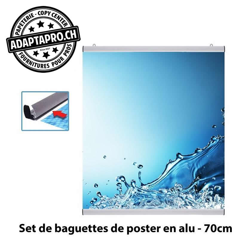 AdaptaPro - SDBP-070 - Baguettes pour posters en alu - 70cm - 2 pièces avec oeillets