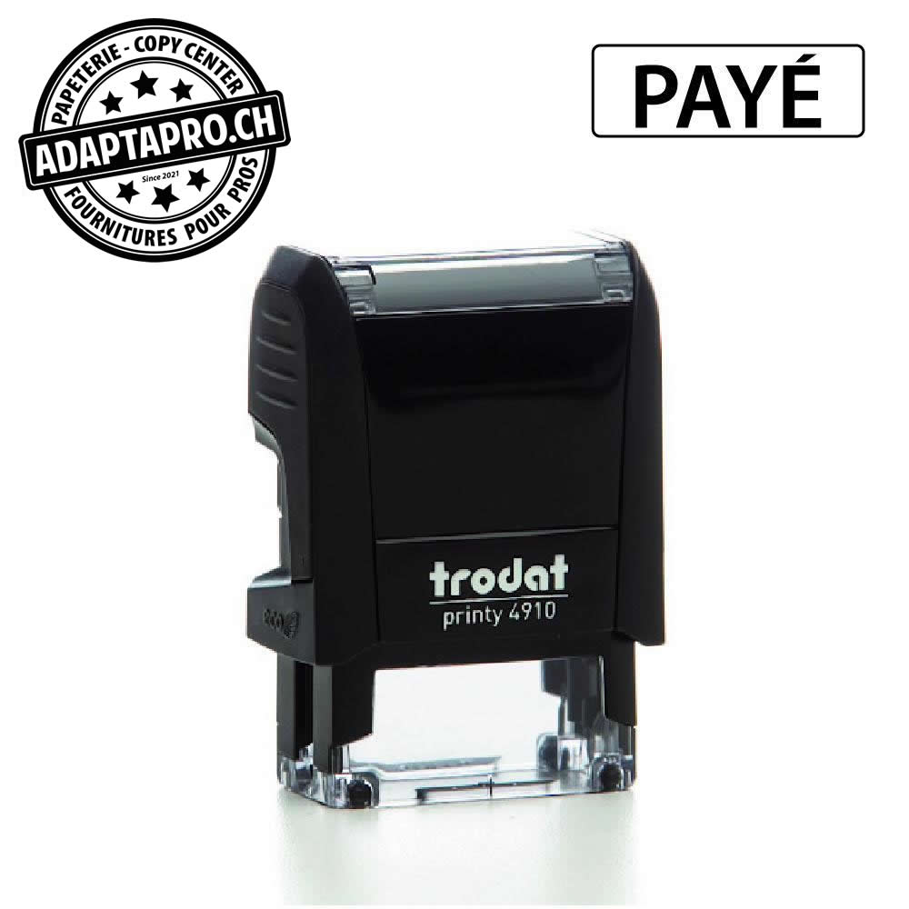 Trodat - TROD-4910T2K - Timbre complet - Trodat Printy 4910 - PAYÉ - Boitier noir, encre noire