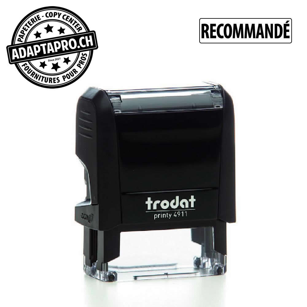 Trodat - TROD-4911T2K - Timbre complet - Trodat Printy 4911 - RECOMMANDÉ - Boitier noir, encre noire