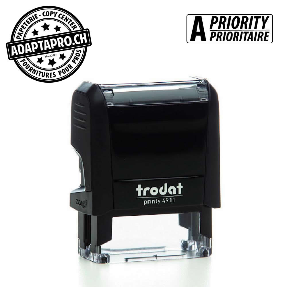Trodat - TROD-4911T3K - Timbre complet - Trodat Printy 4911 - A-PRIORITAIRE - Boitier noir, encre noire