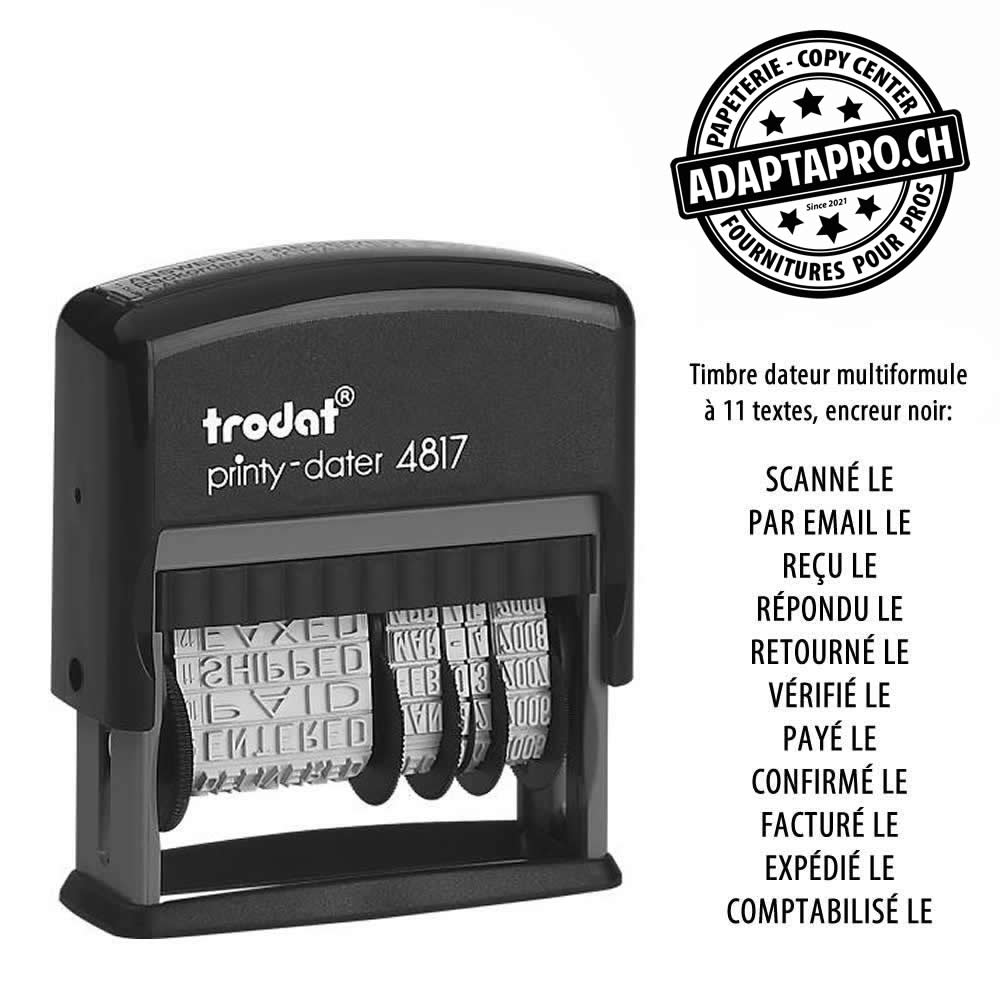 Trodat - TROD-4817-F - Timbre complet - Trodat Printy 4817 - 50 x 4mm - Multiformule + date - Encre Noire
