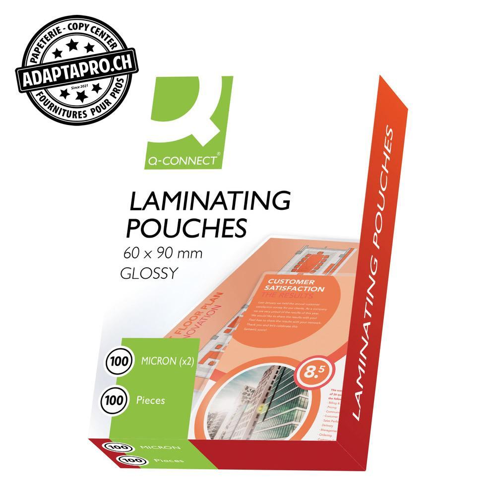 Q-Connect - KF01208 - Pochettes plastification Q-CONNECT - 60x90mm - brillante - 100 microns - 100 pces