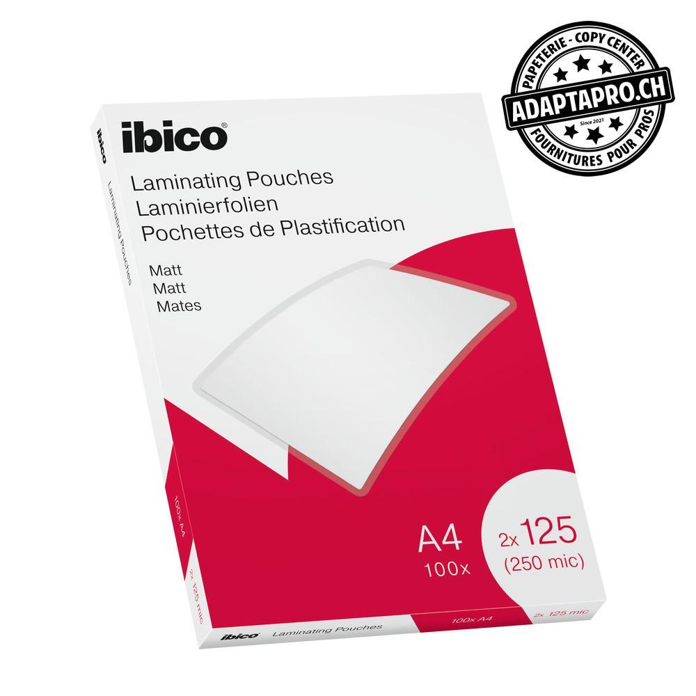 - IBI-627323 - Pochettes plastification IBICO - A4 216x303mm - mat - 125 microns - 100 pces