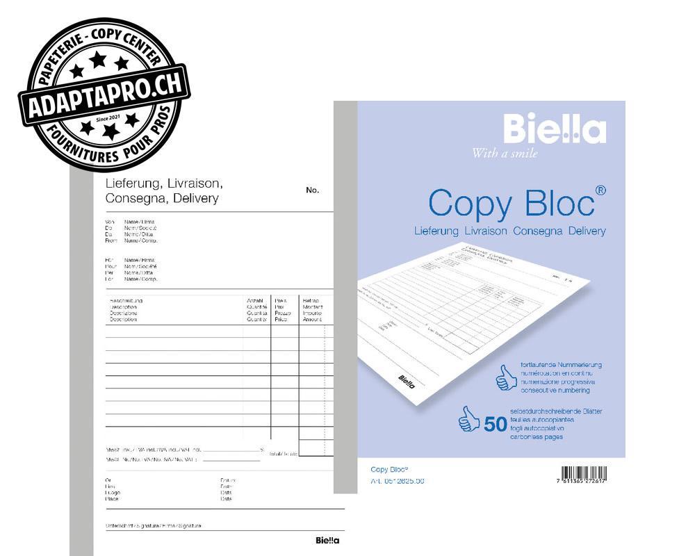 Biella - BIEL-51262500U - Bloc à duplicata BIELLA Copy Bloc - Bulletin de livraison - A6 - 50 feuilles * 2