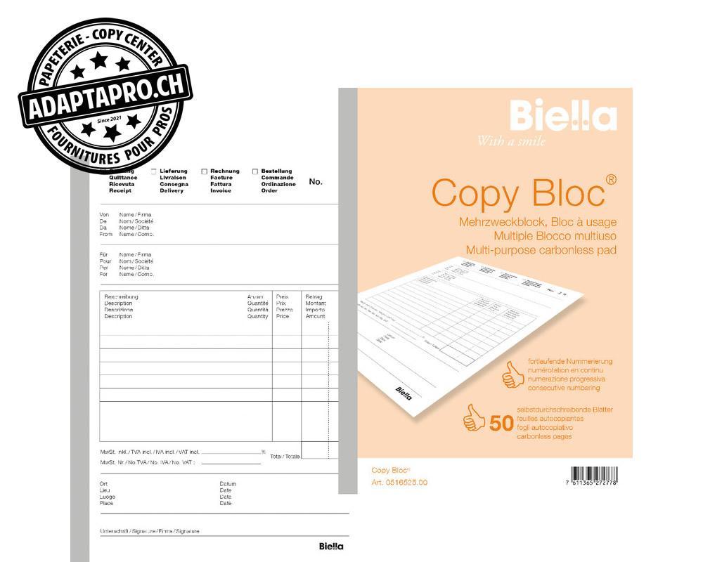 Biella - BIEL-51652500U - Bloc à duplicata BIELLA Copy Bloc - Multi Usage - A5 - 50 feuilles * 2