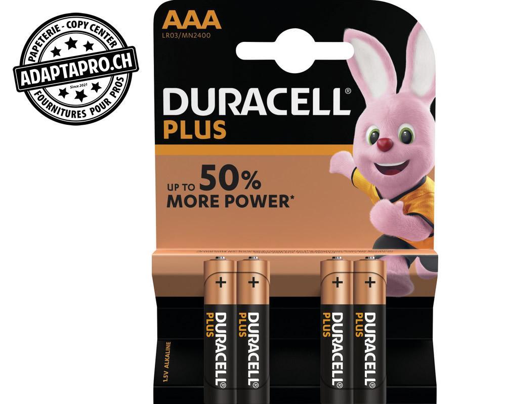 Duracell - DCL-LR03/MN2400-4 - Piles alcalines DURACELL Plus - Micro LR 03 - 1.5V AAA - 4 pces