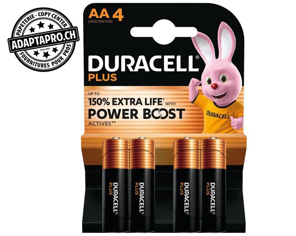 Duracell - DCL-MN1500/AA/LR6 - Piles alcalines DURACELL Plus - Mignon LR6 - 1.5V AA - 4 pces